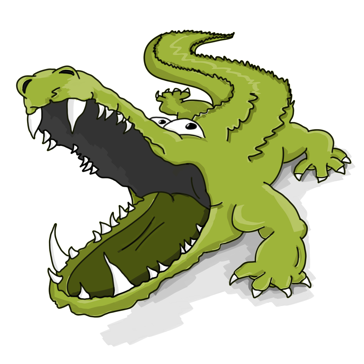 a cartoon crocodile with its mouth open and teeth wide open, by Arnie Swekel, deviantart, cobra, attack vector, !!! very coherent!!! vector art, with a black background, mascot illustration