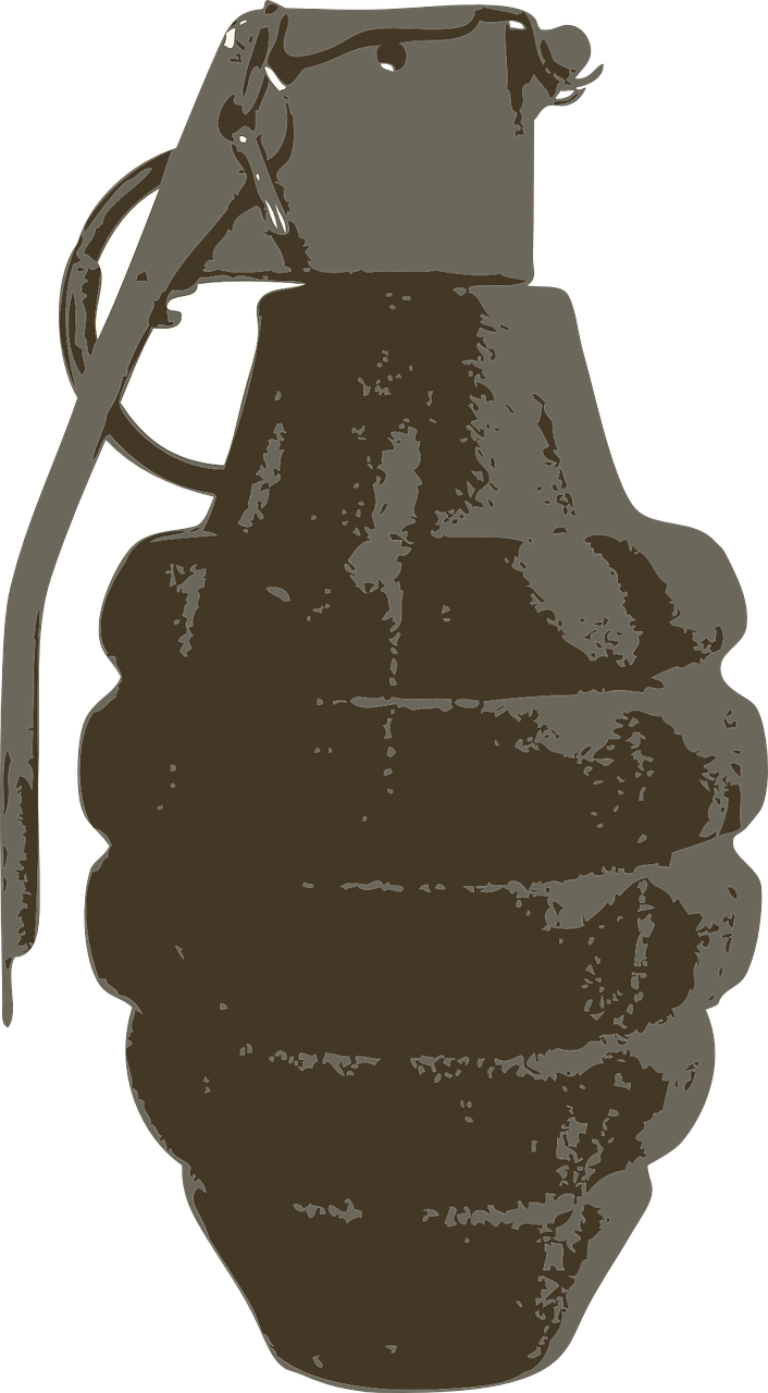 a drawing of a hand holding a grenade, by Alfons von Czibulka, pixabay, digital art, beer bottle, brown color, gray, mule