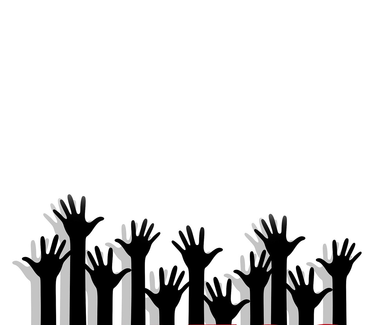 a group of people raising their hands in the air, an illustration of, conceptual art, black hands with black claws, background image, help me, fans hals