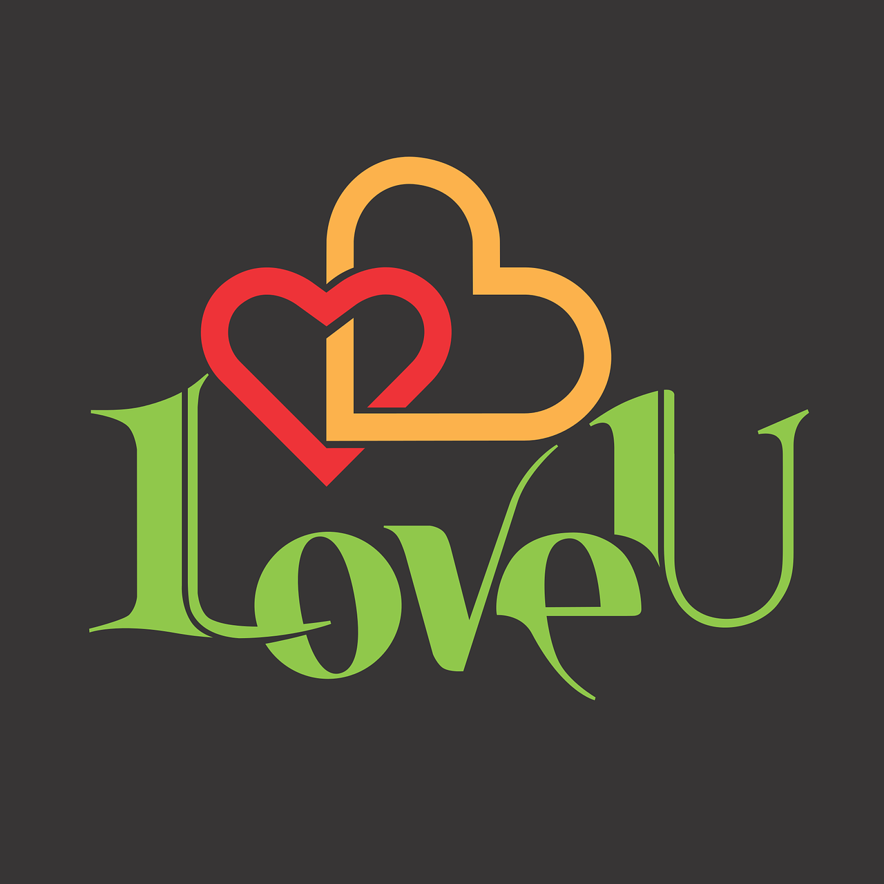 a couple of hearts sitting on top of each other, a picture, inspired by Milton Glaser, logotype design, i love you, vectorized logo style, jamaican