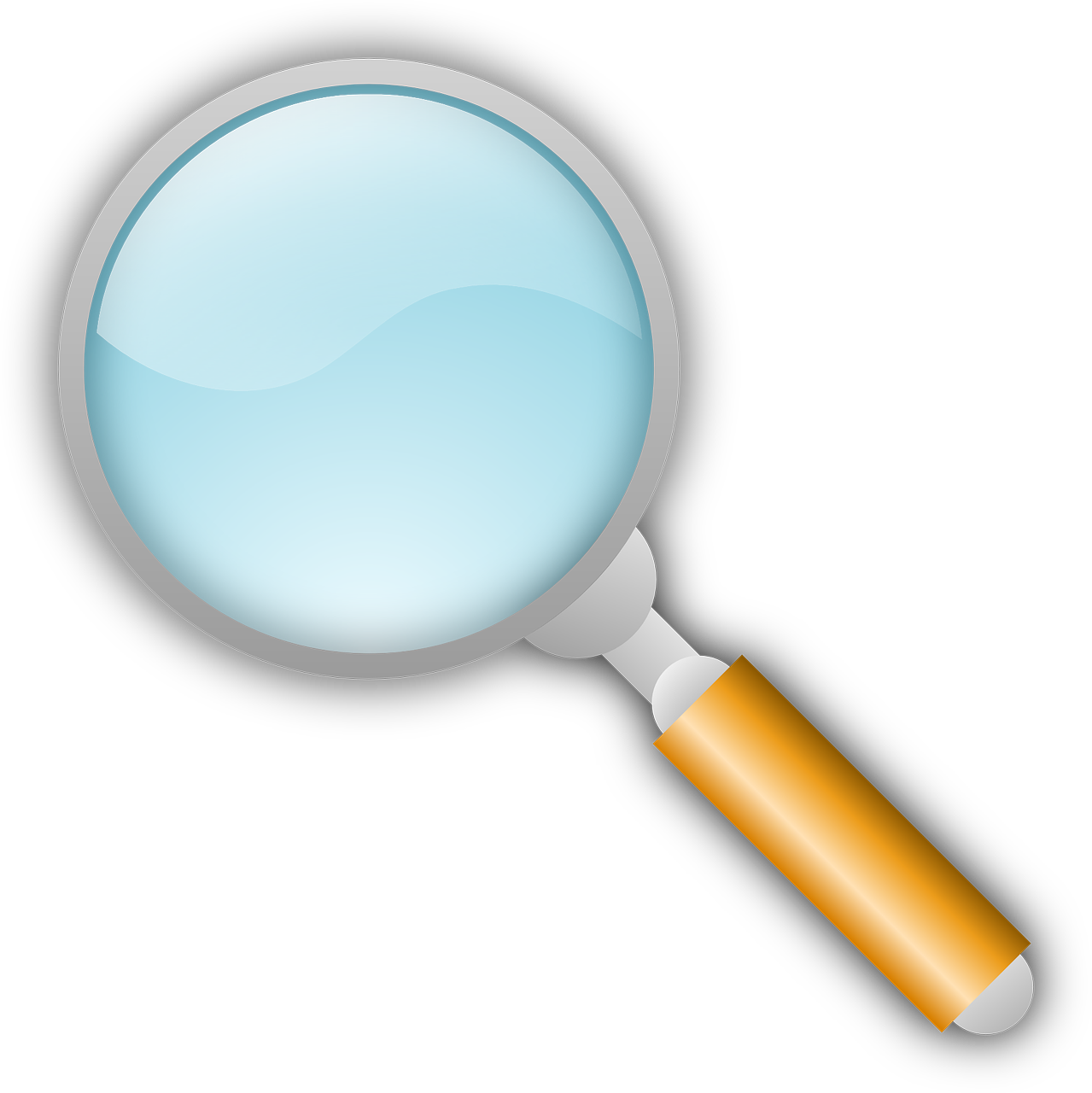 a magnifying glass with a yellow handle, a cartoon, pixabay, blue-eyed, long lens, [ [ soft ] ], medium long shot