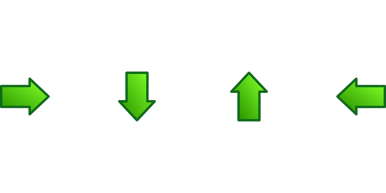 three green arrows pointing in opposite directions, by Bernt Tunold, aspect ratio, upsidedown, toggles, blank