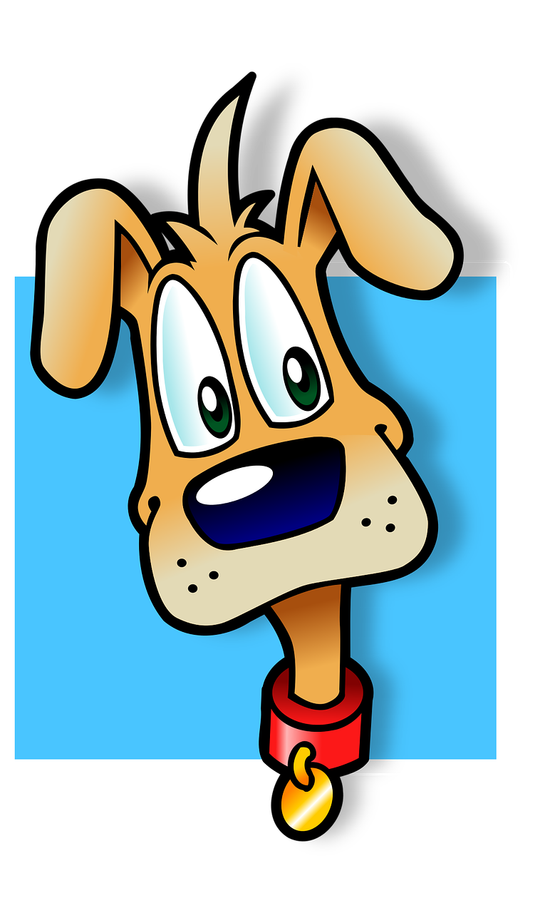 a cartoon dog with a collar around his neck, a digital rendering, inspired by Hanna-Barbera, flickr, pop art, long crooked nose, award winning animation, mascot, bunny