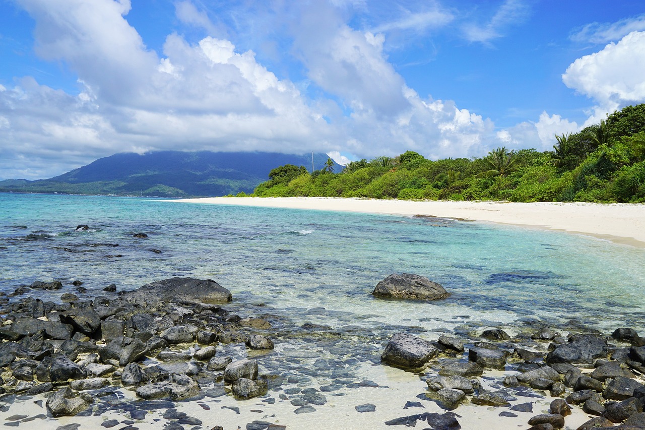 a large body of water next to a sandy beach, a photo, by Gawen Hamilton, shutterstock, sumatraism, puerto rico, stock photo