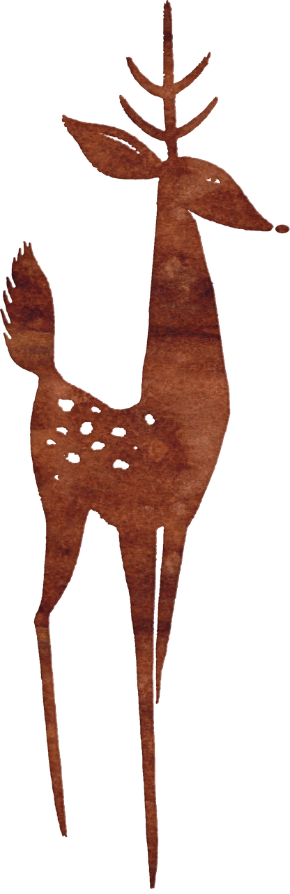 a close up of a deer on a black background, a digital rendering, by Bill Traylor, rusted metal texture, bottom - view, reddish - brown, cut out