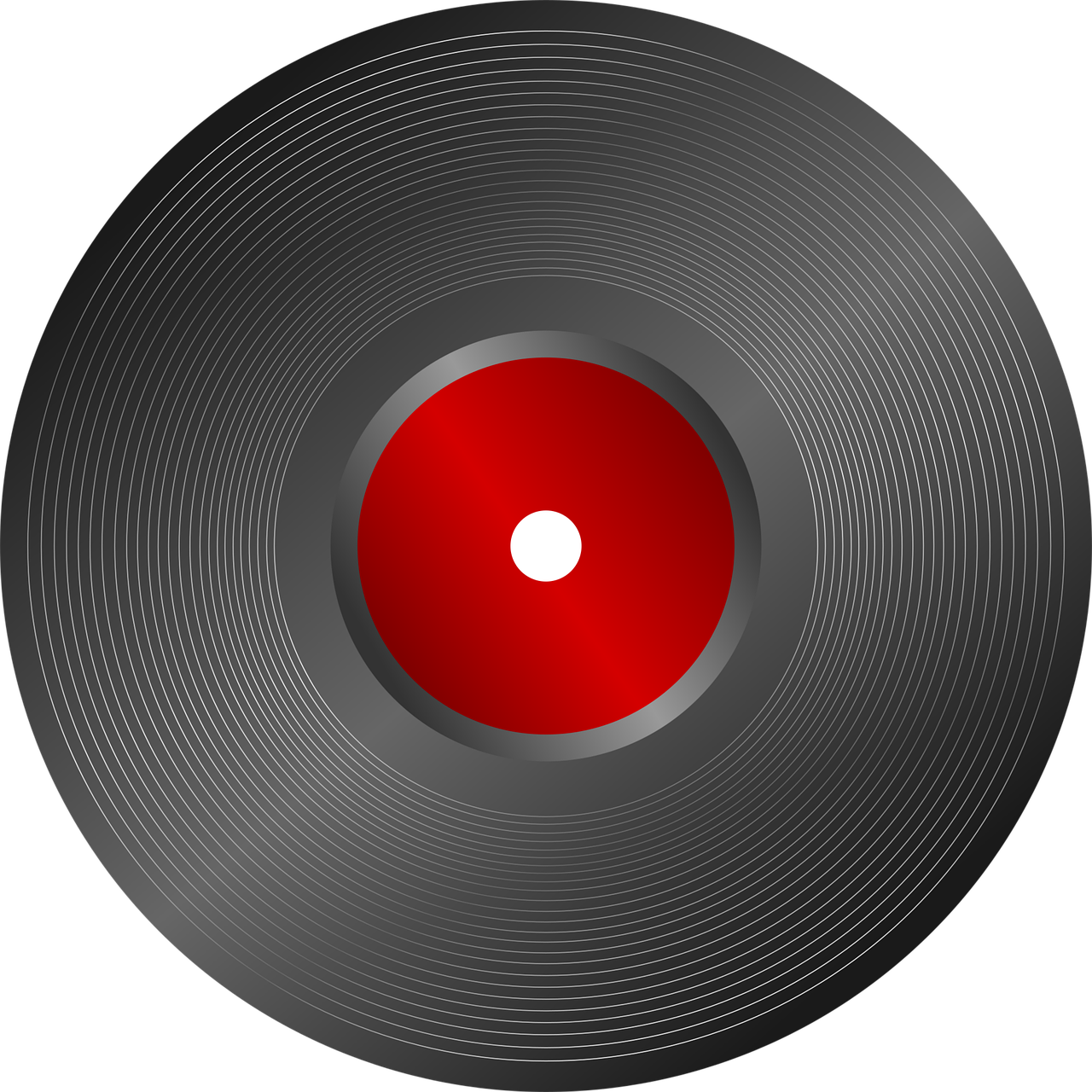 a vinyl record with a red disc in the center, pixabay, bauhaus, detailed vectorart, black!!!!! background, full body close-up shot, big eye