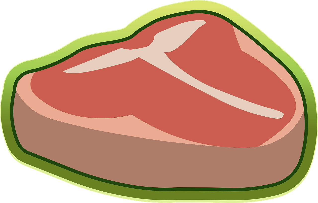 a piece of meat sitting on top of a green plate, inspired by Masamitsu Ōta, pixabay, sōsaku hanga, clip-art, large tongue, bra, -4