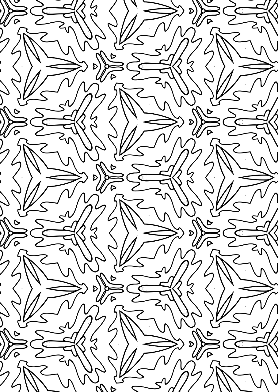 a black and white pattern with arrows, inspired by MC Escher, line art - n 9, floating away, created in adobe illustrator, ornate patterned people