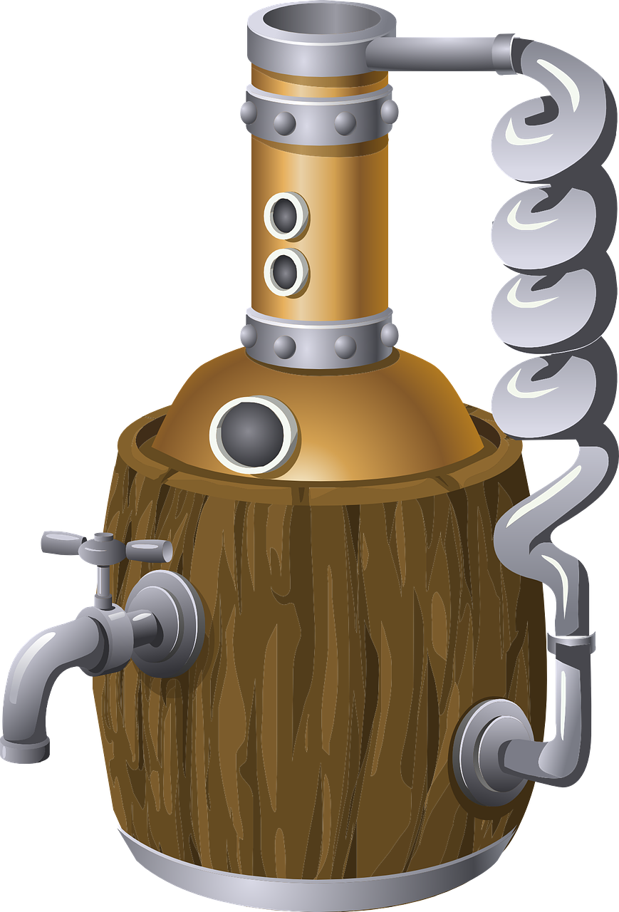 a wooden barrel with a pipe sticking out of it, concept art, reactor, shiny silver, clipart, groot