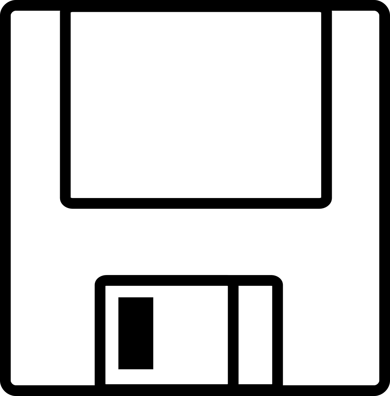 a floppy disk sitting on top of a table, pixel art, dribble, icon black and white, 2 0 5 6 x 2 0 5 6, window, outline art
