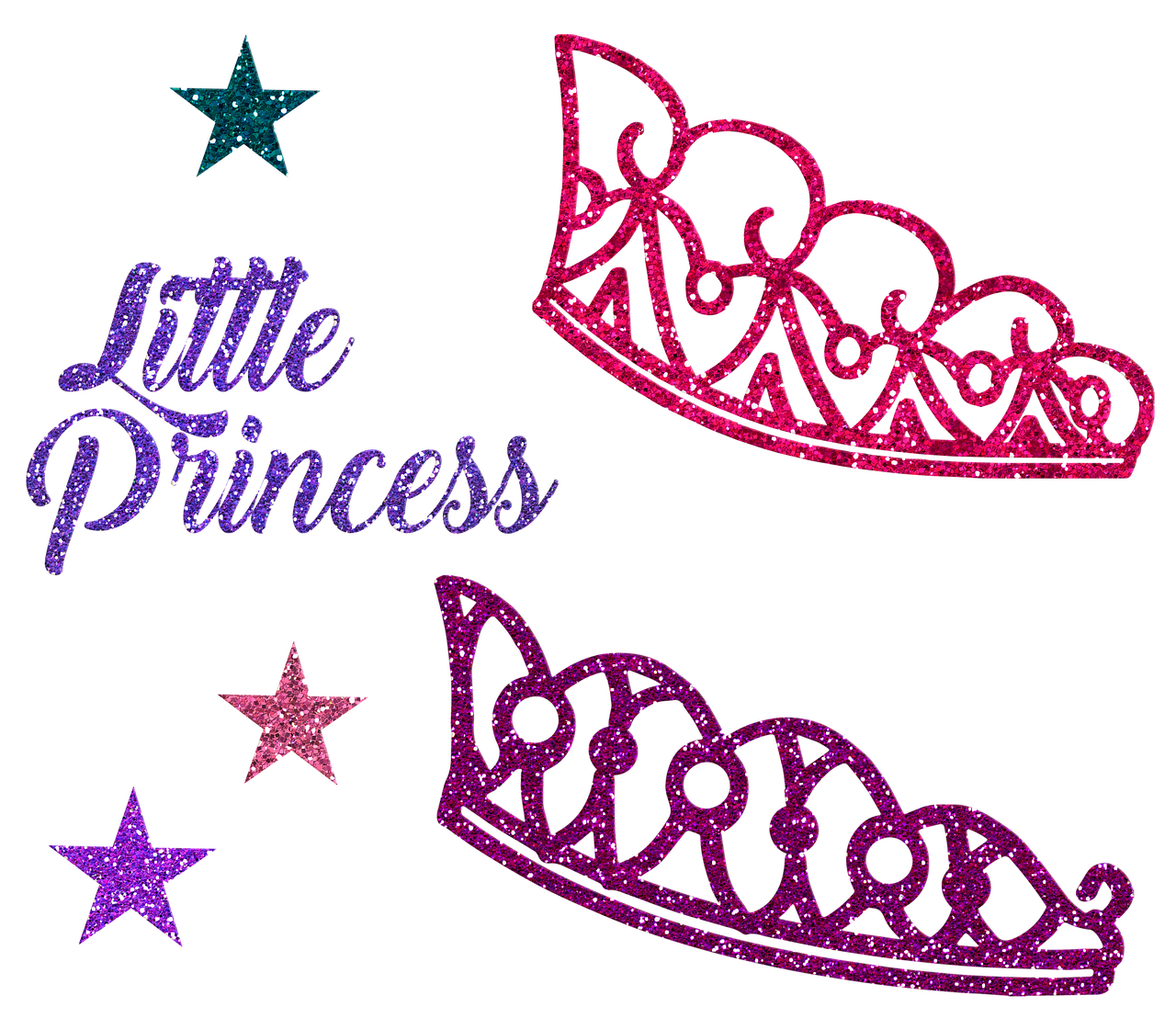 a couple of tias sitting next to each other, a digital rendering, tiara, glitter, 3 colour, children's