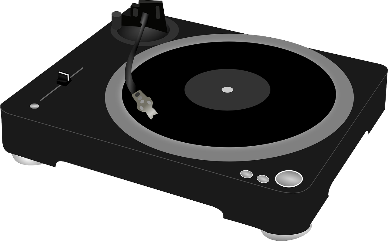 a close up of a turntable on a white background, vector art, trending on pixabay, computer art, what music they make, ( ( dieter rams ) ), right angled view, electric