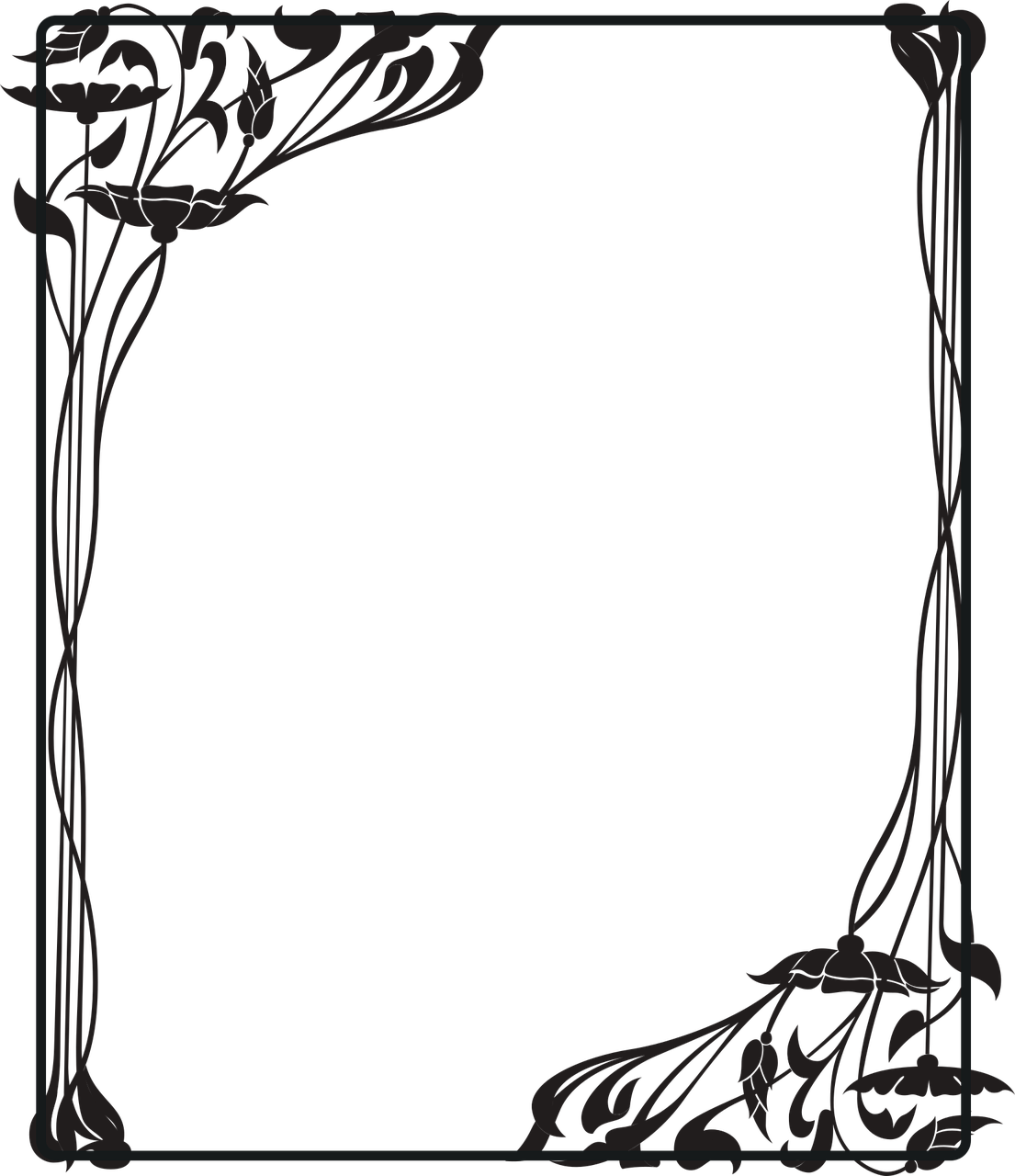 a black and white picture of a decorative frame, a digital rendering, by Itō Jakuchū, deviantart, art nouveau, dark smooth background, phone background, tall thin frame, thorn background. d&d