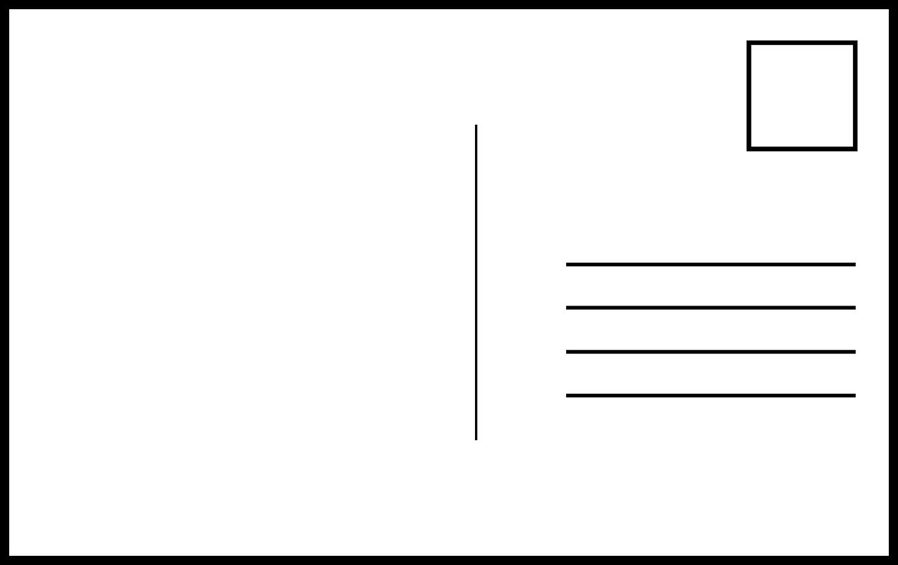 a black and white photo of a postcard, a screenshot, deviantart, postminimalism, minimalist logo without text, trimmed with a white stripe, simple lineart, ticket