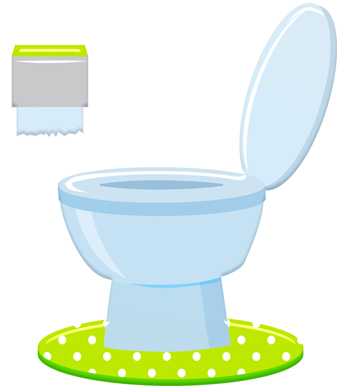 a toilet with a toilet paper dispenser next to it, inspired by Masamitsu Ōta, pixabay, conceptual art, floating. greenish blue, polka dot, on a flat color black background, sticker illustration
