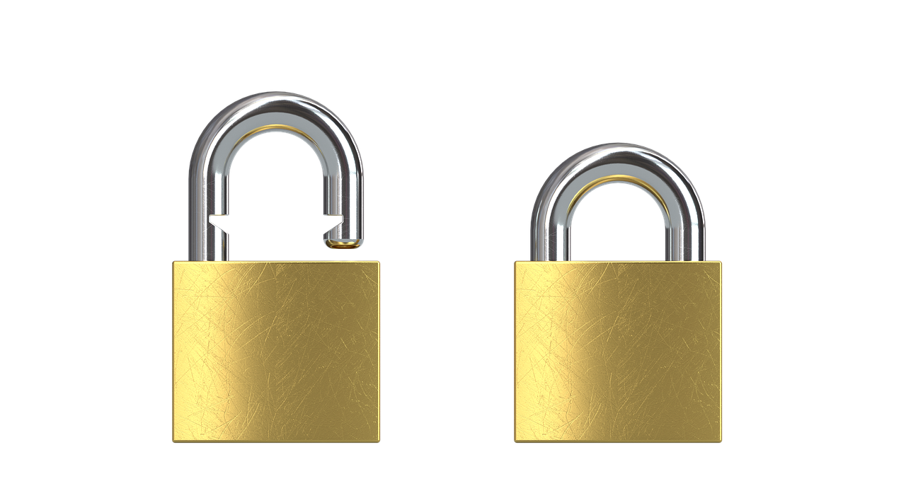 two golden padlocks on a black background, a digital rendering, diptych, cut, uncompressed png, 3 d model