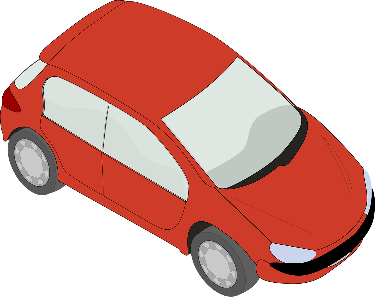 a red car on a black background, a cartoon, pixabay, conceptual art, isometric angle, with a roof rack, hybrid, white and red color scheme