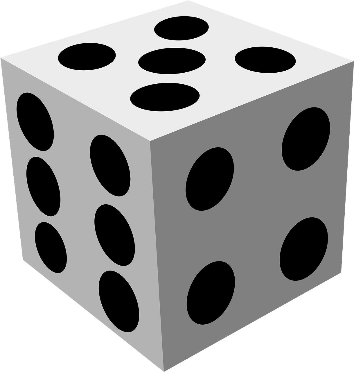 a white dice with black dots on it, a raytraced image, pixabay, optical illusion, black 3 d cuboid device, tabletop game board, rice, isometry