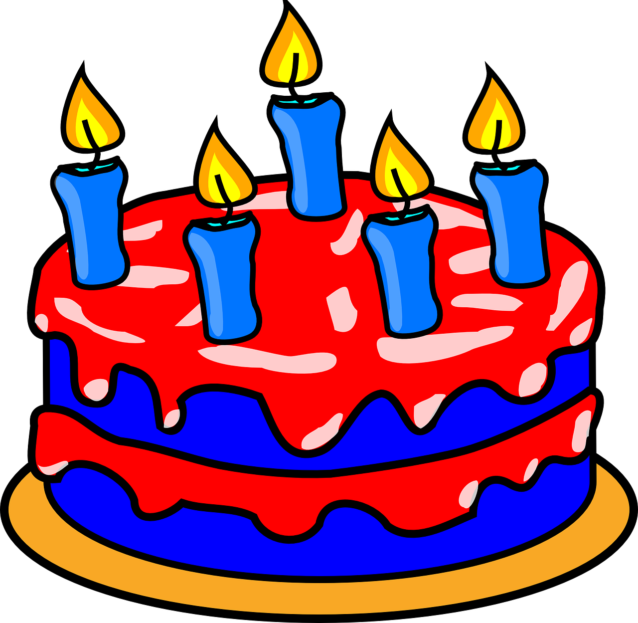 a birthday cake with candles on top of it, digital art, red and blue garments, high res photo, no gradients, red and blue black light