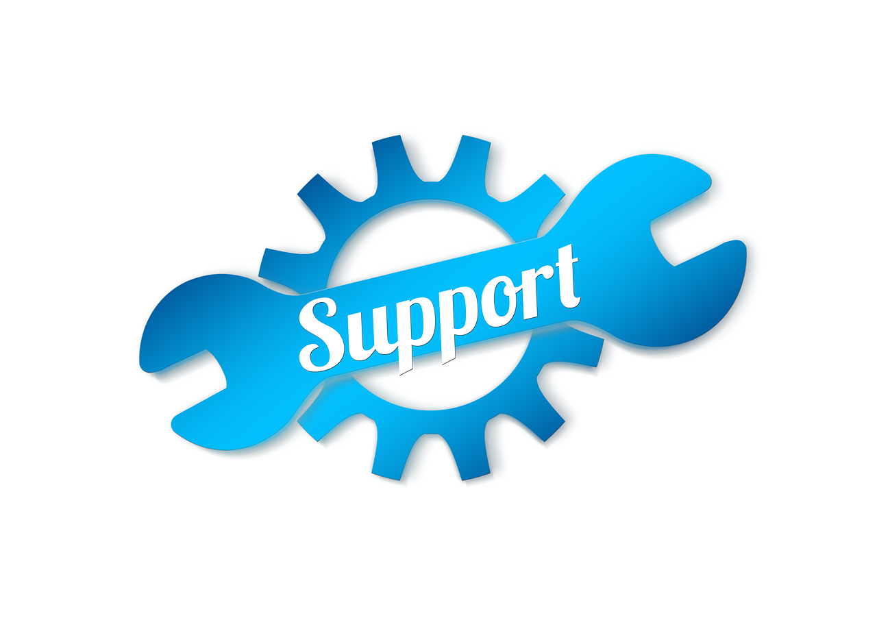 a blue logo with a wren and the word support, reddit, mechanical gear, clean cel shaded vector art, clipart icon, multi-part