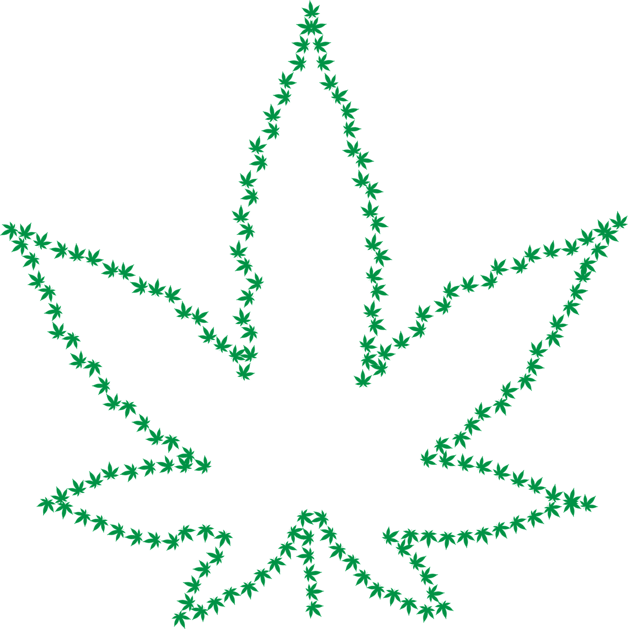 a green marijuana leaf on a black background, inspired by Mary Jane Begin, hurufiyya, thick outline, lots of people, simple tree fractal, high res