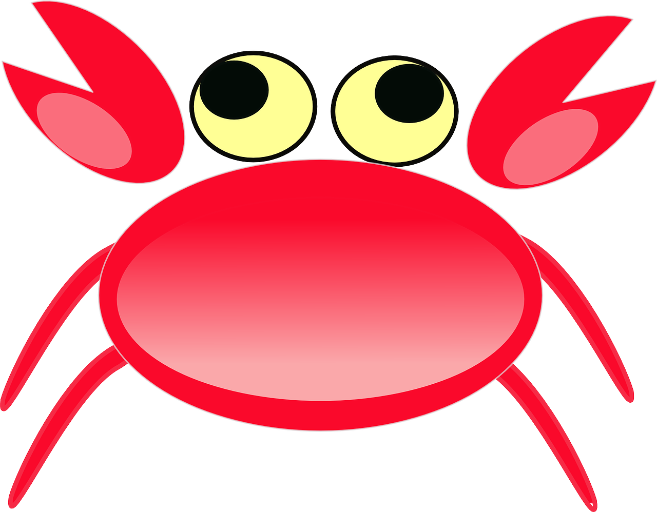 a red crab with big eyes on a white background, a digital rendering, inspired by Masamitsu Ōta, pixabay, mingei, oval eyes, jelly, closeup!!!!!!, clip-art