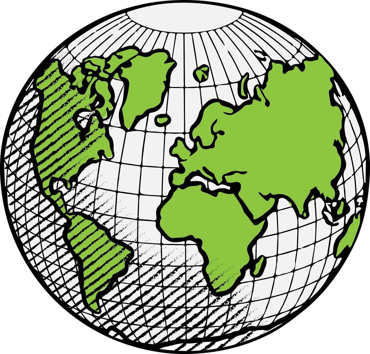 a drawing of a globe on a black background, an illustration of, black and green scheme, herge, full color illustration, rorsach path traced