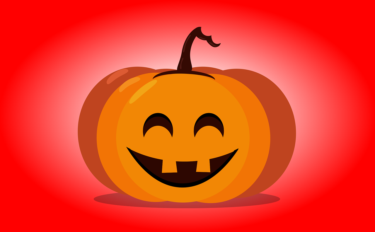 a pumpkin with a smiling face on a red background, a picture, lineless, jack, center view, gloomcore illustration