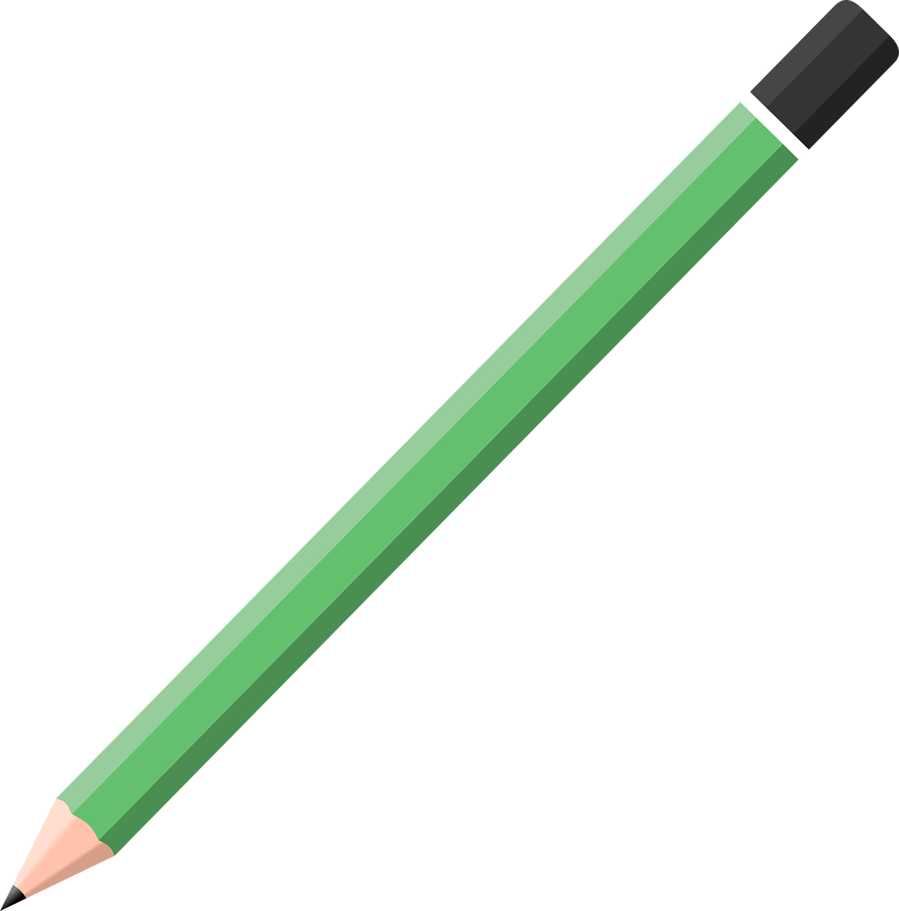 a green pencil on a black background, a digital rendering, very flat shading, clipart, green and black colors, medium: black pencil