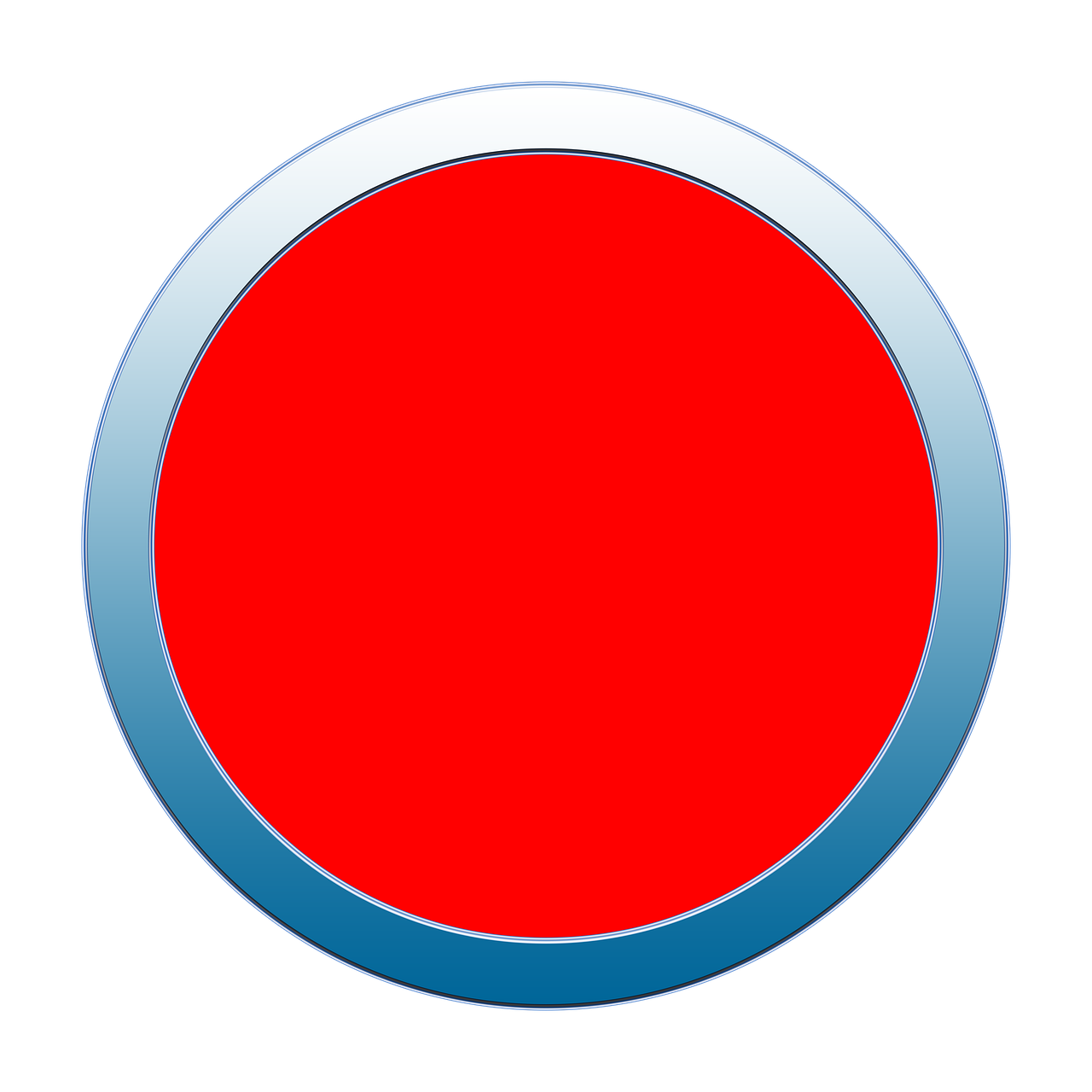 a red and blue button on a black background, a stock photo, computer art, round form, japan, blue border, color footage