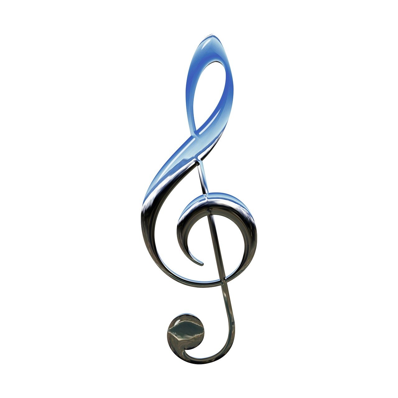 a close up of a musical note on a white background, a digital rendering, arabesque, blue metal, the key of life, top down photo, group photo