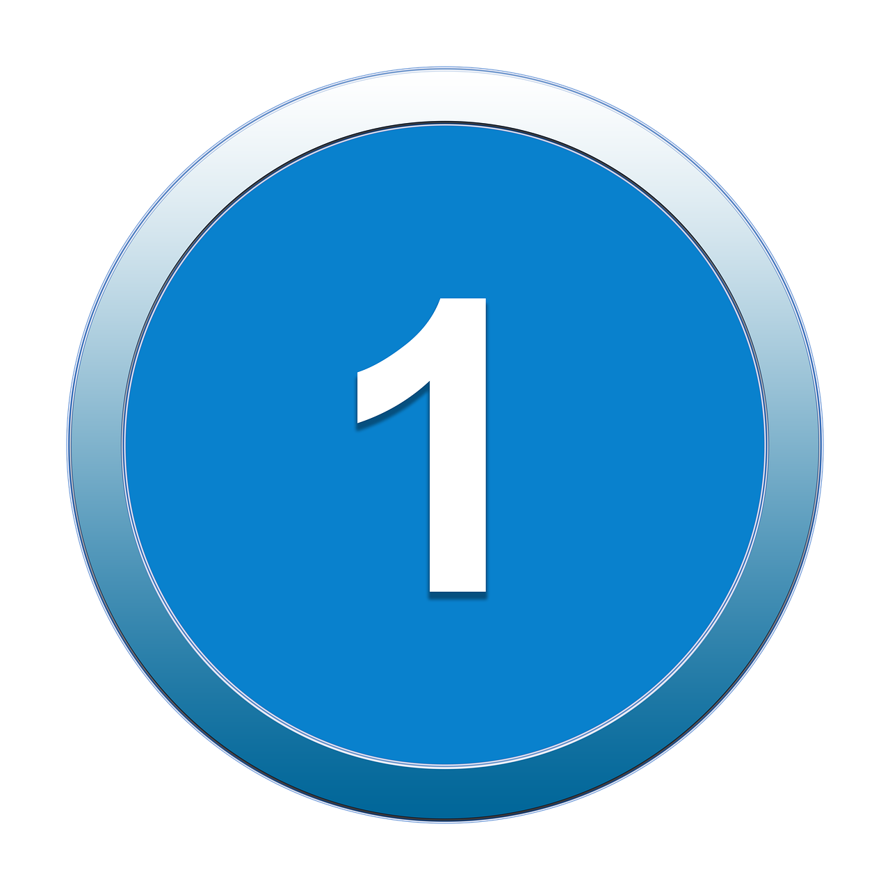 a blue button with the number one on it, a digital rendering, digital art, on a flat color black background, fast paced, icon pack, the ring is horizontal