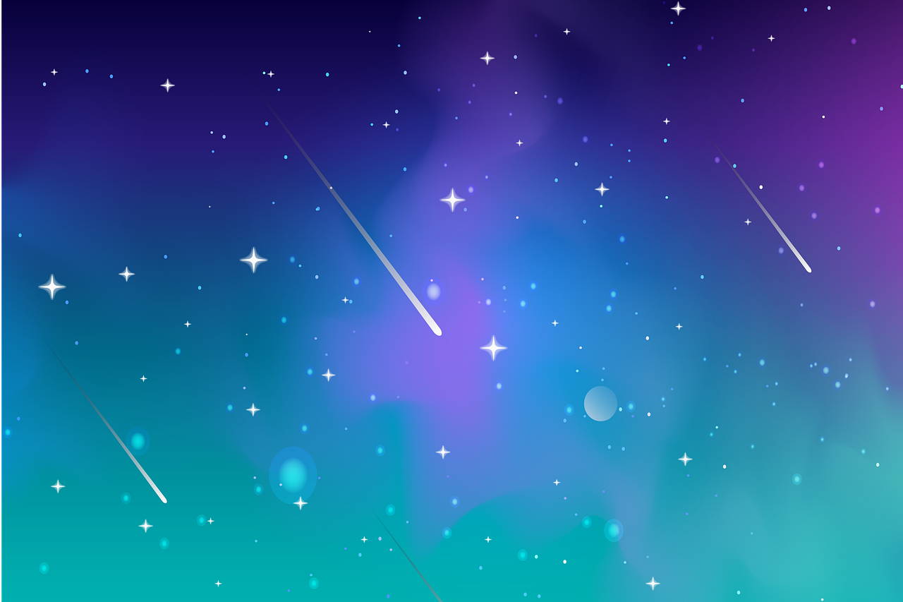 a blue and purple background with shooting stars, vector art, space art, major arcana sky, beautiful iphone wallpaper, during a meteor storm, 4 k hd wallpaper illustration