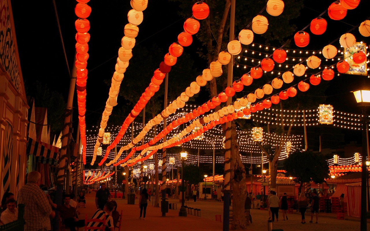 a street filled with lots of red and white paper lanterns, by Torii Kiyomoto, sōsaku hanga, tlaquepaque, orange lighting, shaded, technological lights