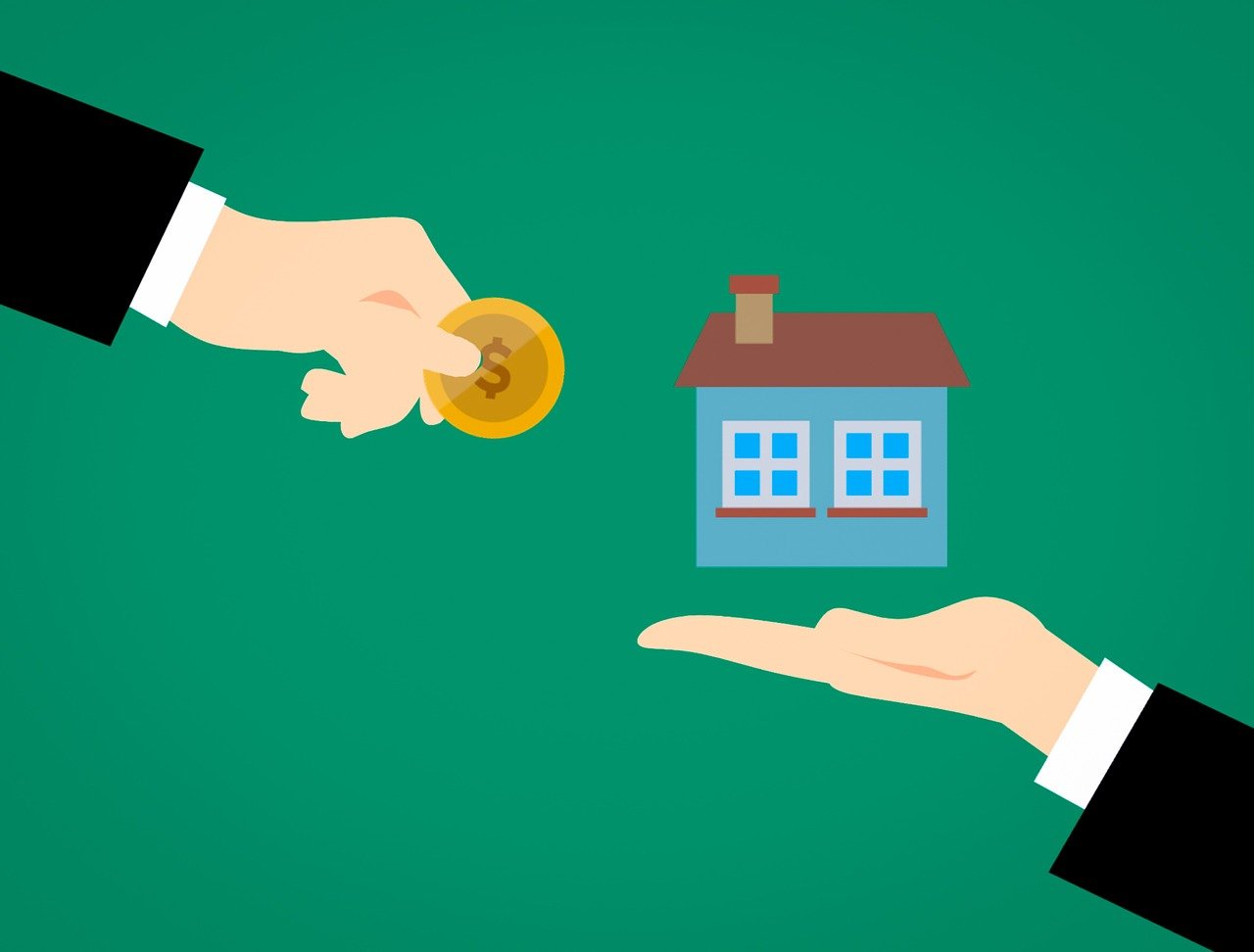 a person handing a coin to another person's hand, a digital rendering, pixabay, destroying houses, flat - color, rotoscoped, sales