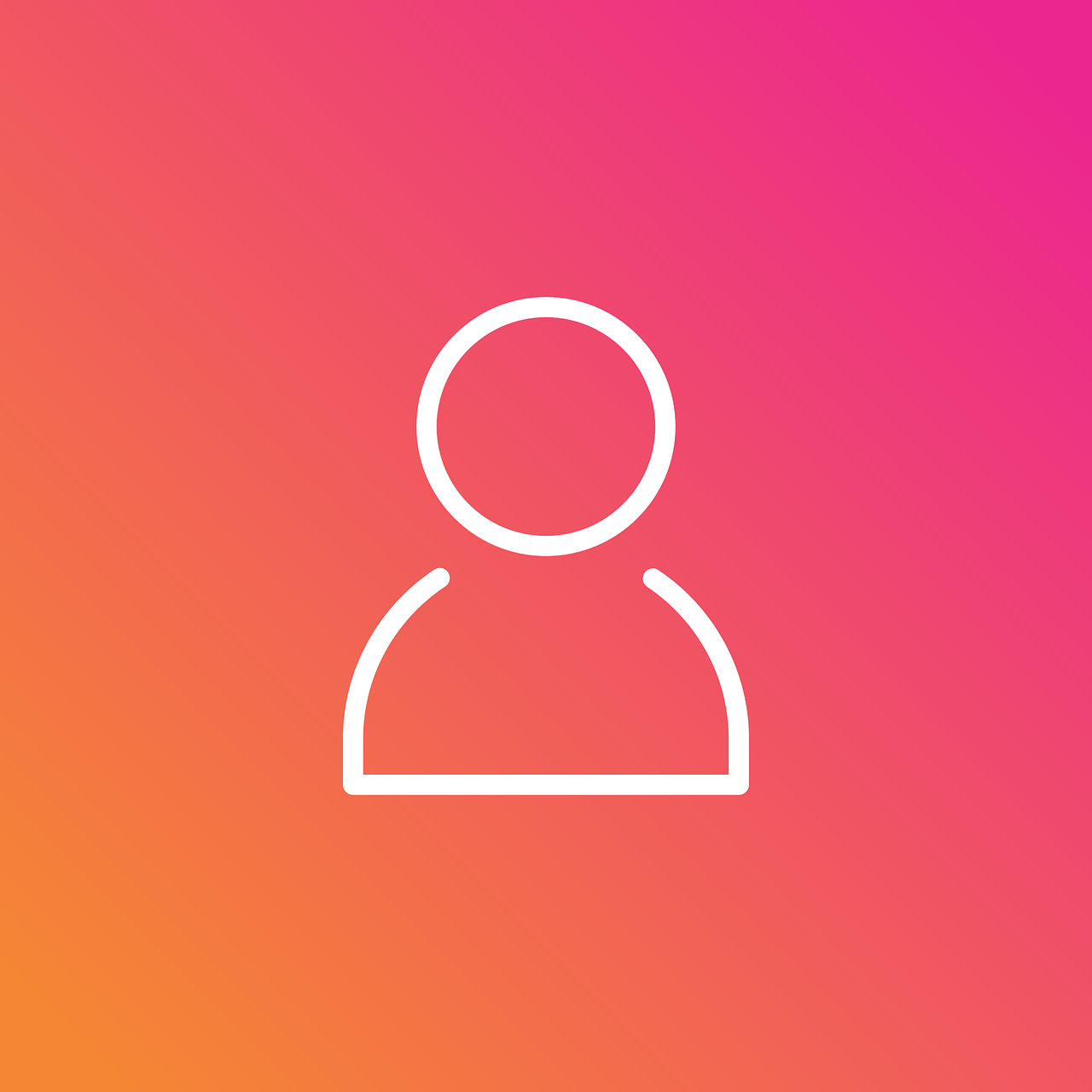 a white icon of a person on a pink and orange background, instagram, simple gradients, basic white background, simple form, iphone background