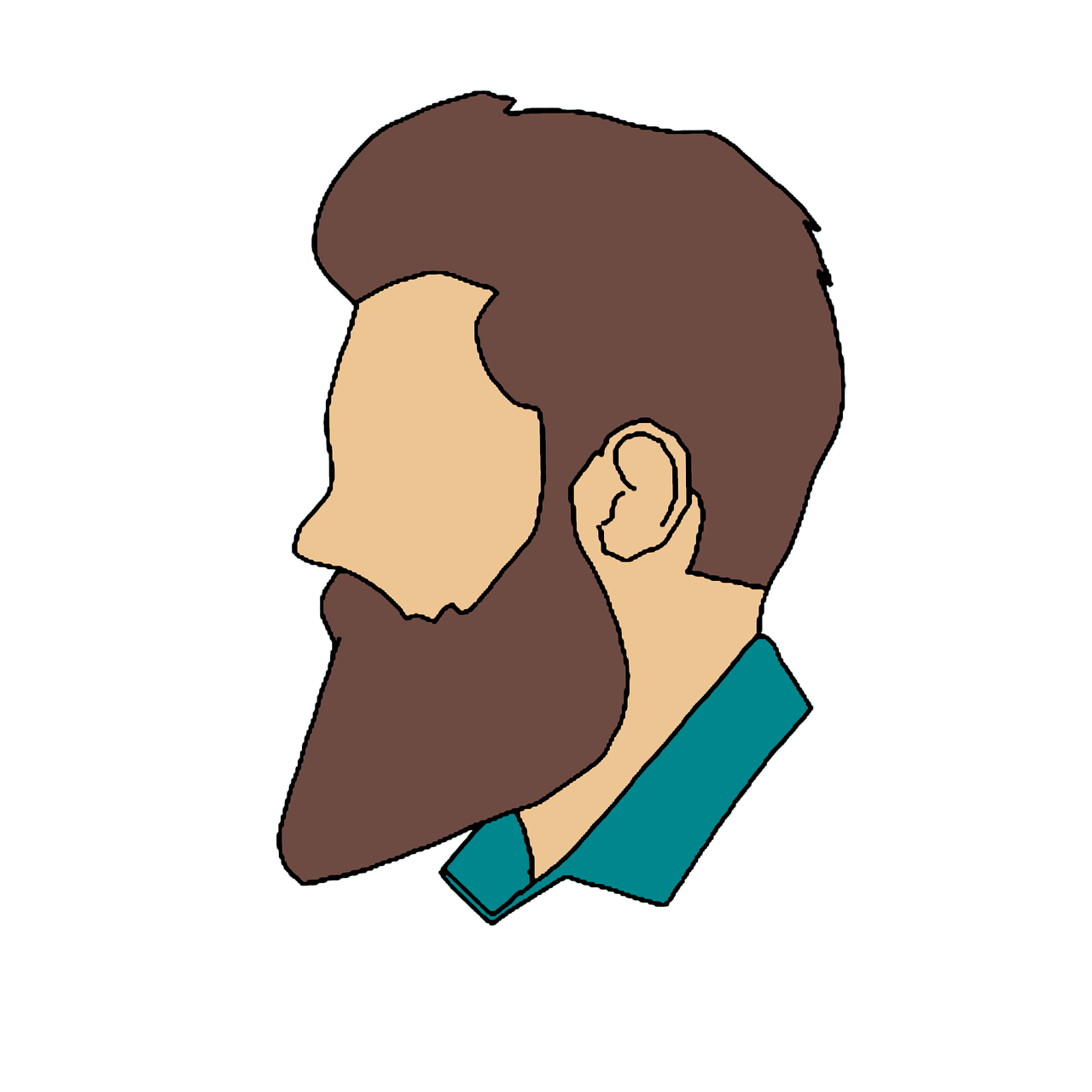 a man with a beard and a blue shirt, a digital rendering, by Andrei Kolkoutine, reddit, 2 d - animation, outlined!!!, profile picture, colored illustration