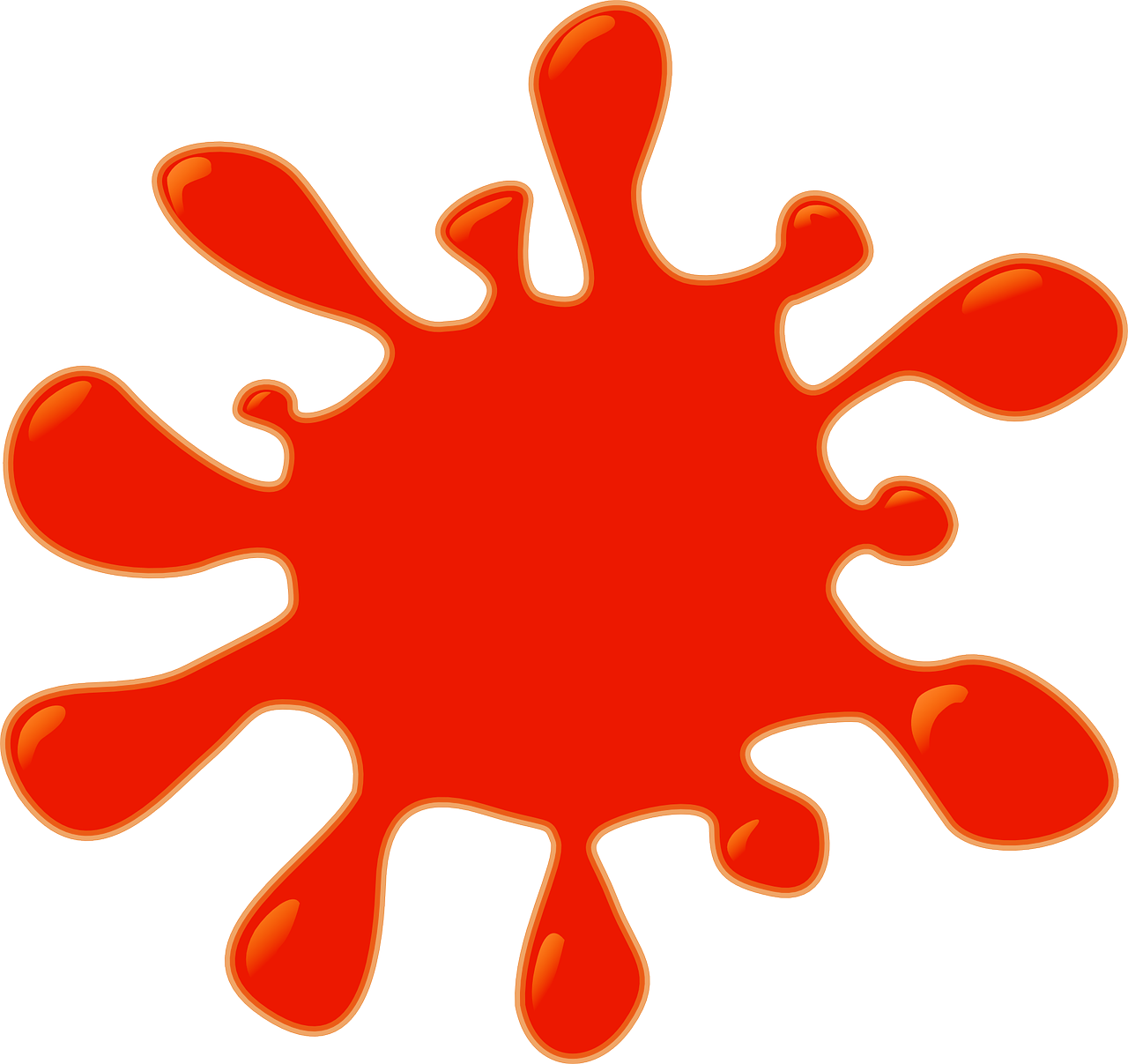 a splash of orange paint on a white background, inspired by Shūbun Tenshō, simple cartoon style, [[blood]], virus, lacquered