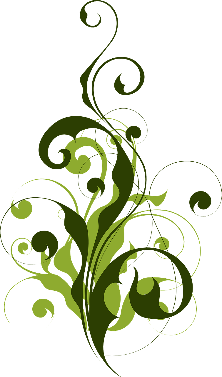a green floral design on a black background, deviantart, willow plant, loosely cropped, swirly, random background scene