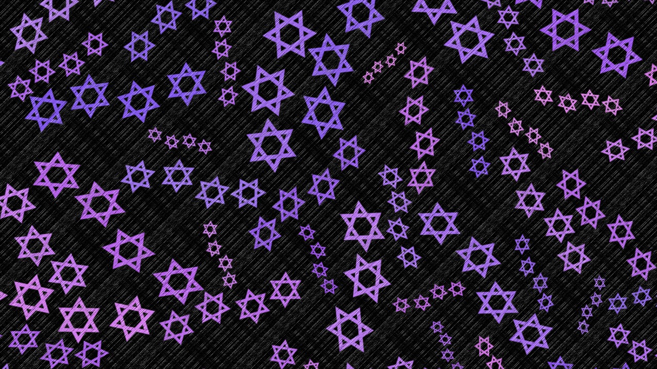 a bunch of purple stars on a black background, a digital rendering, inspired by Israel Tsvaygenbaum, patterned background, jerusalem, mobile wallpaper, symbols