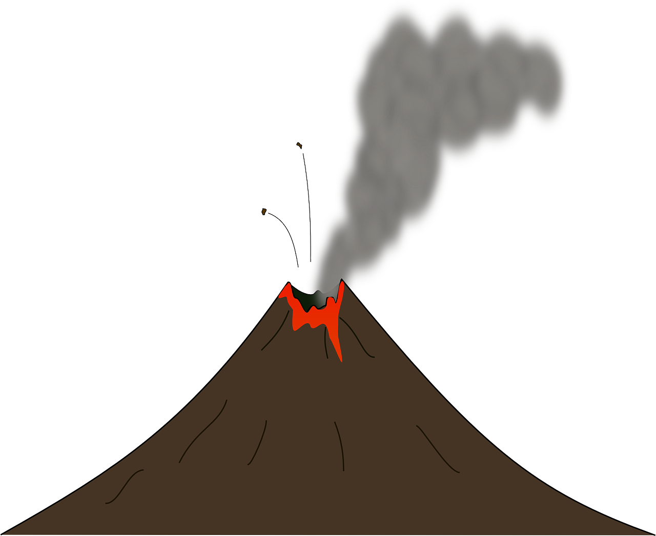 a volcano with smoke coming out of it, an illustration of, pixabay, mingei, cone, exciting illustration, !!natural beauty!!, pot