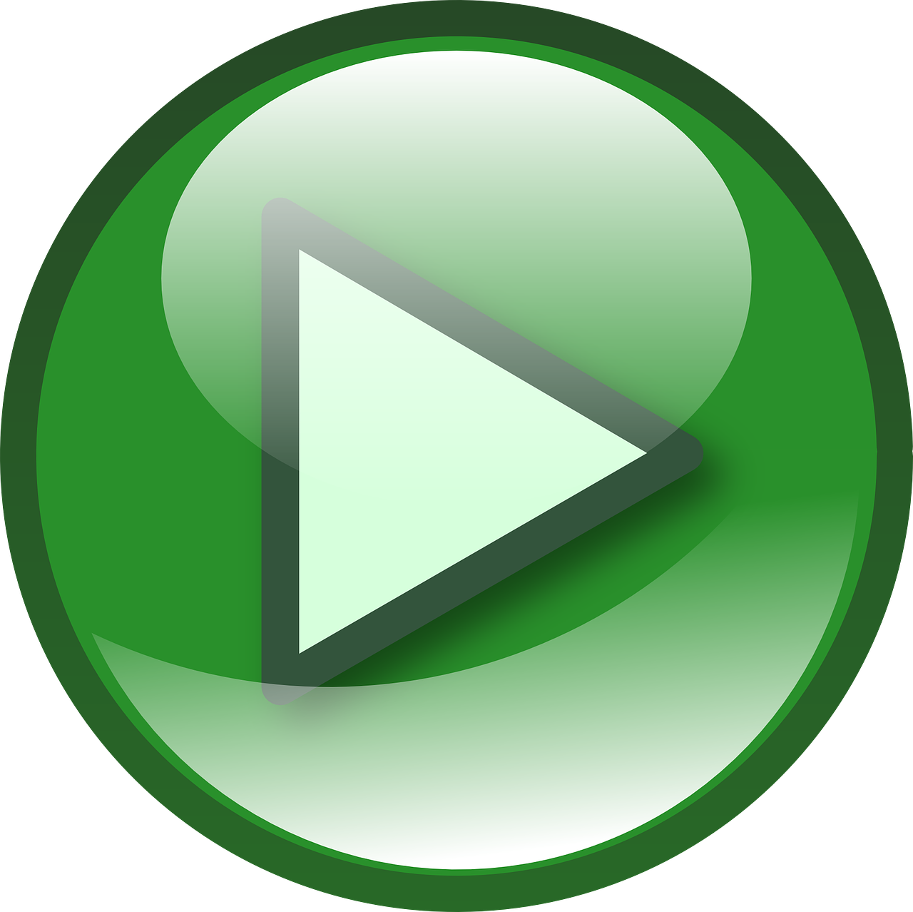 a green play button on a black background, by Tom Carapic, pixabay, music being played, link the movie, isolated on white background, triangle inside circle