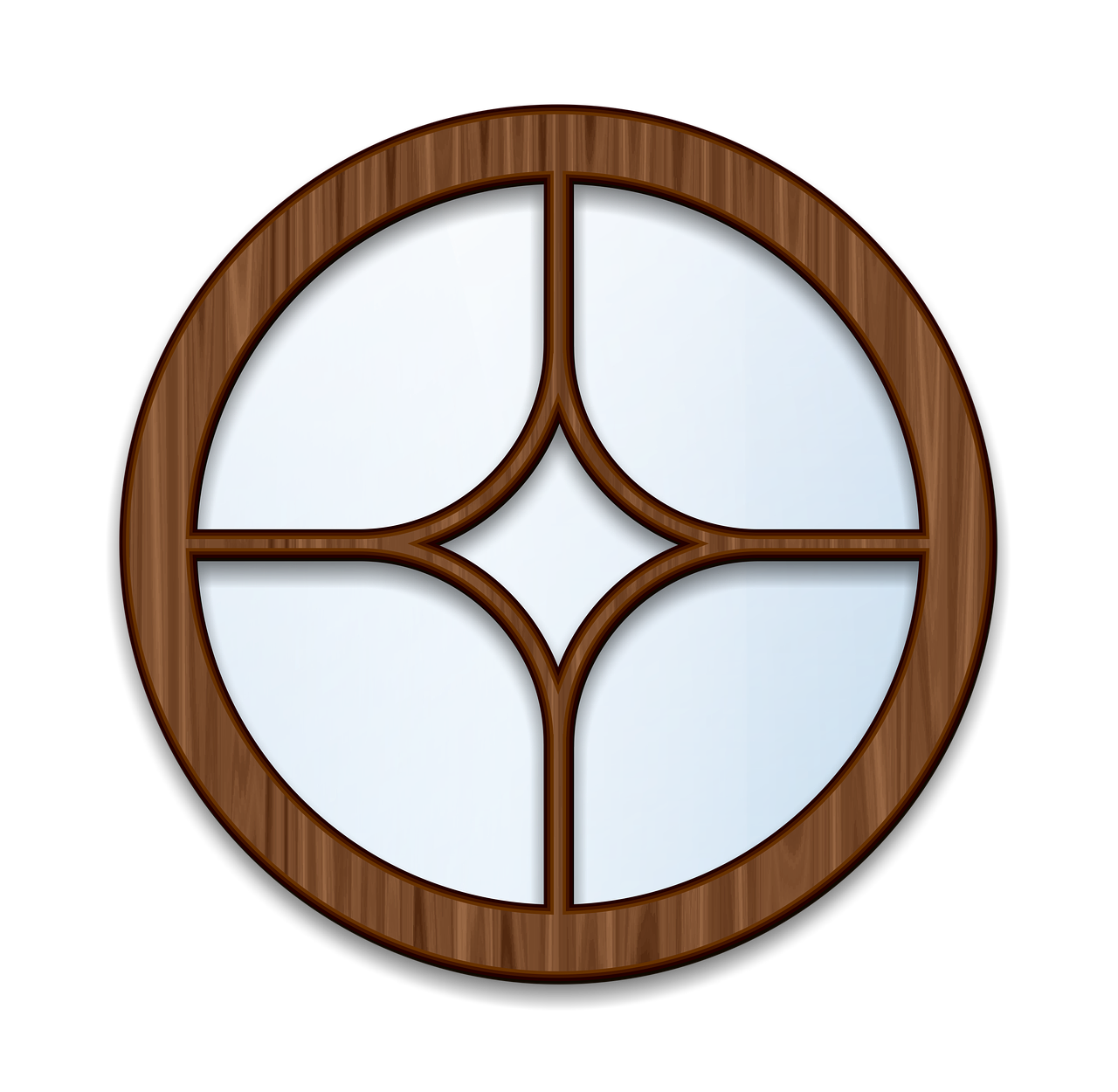 a close up of a wooden circle on a black background, a digital rendering, inspired by Shūbun Tenshō, deviantart, stained glass style, centered wide framed window, compass, simple primitive tube shape