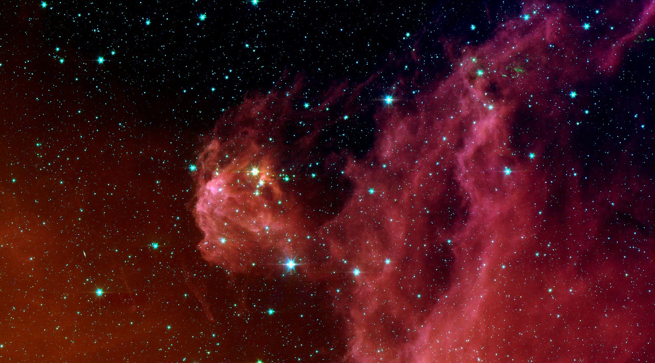 a star filled sky filled with lots of stars, a digital rendering, by William Powhida, flickr, space art, red clouds, nebula with the shape of a skull, james webb telescope photo, nasa photograph