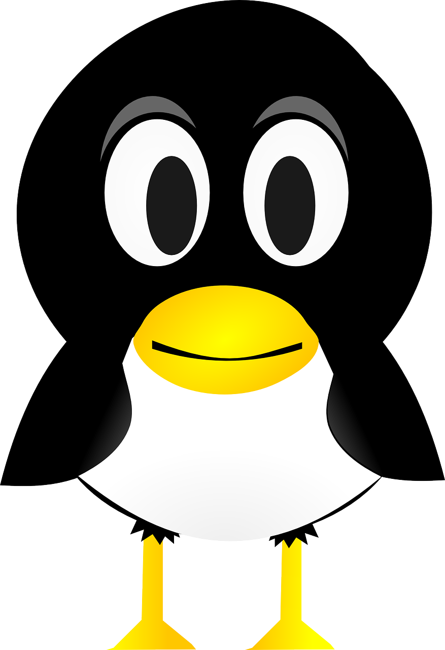 a black and white penguin with big eyes, vector art, pixabay, computer art, grinning lasciviously, avatar image, computer - generated, happy grin