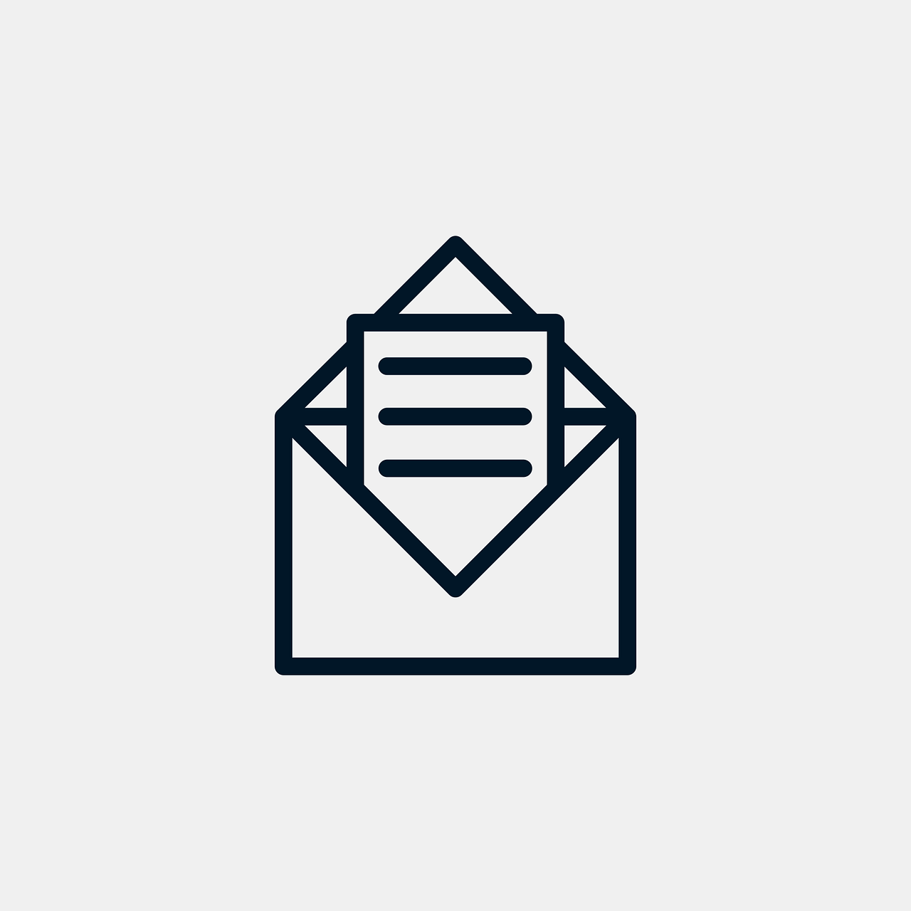 a black and white image of an open envelope, by Carey Morris, unsplash, letterism, flat icon, navy, thick and thin lines, straw