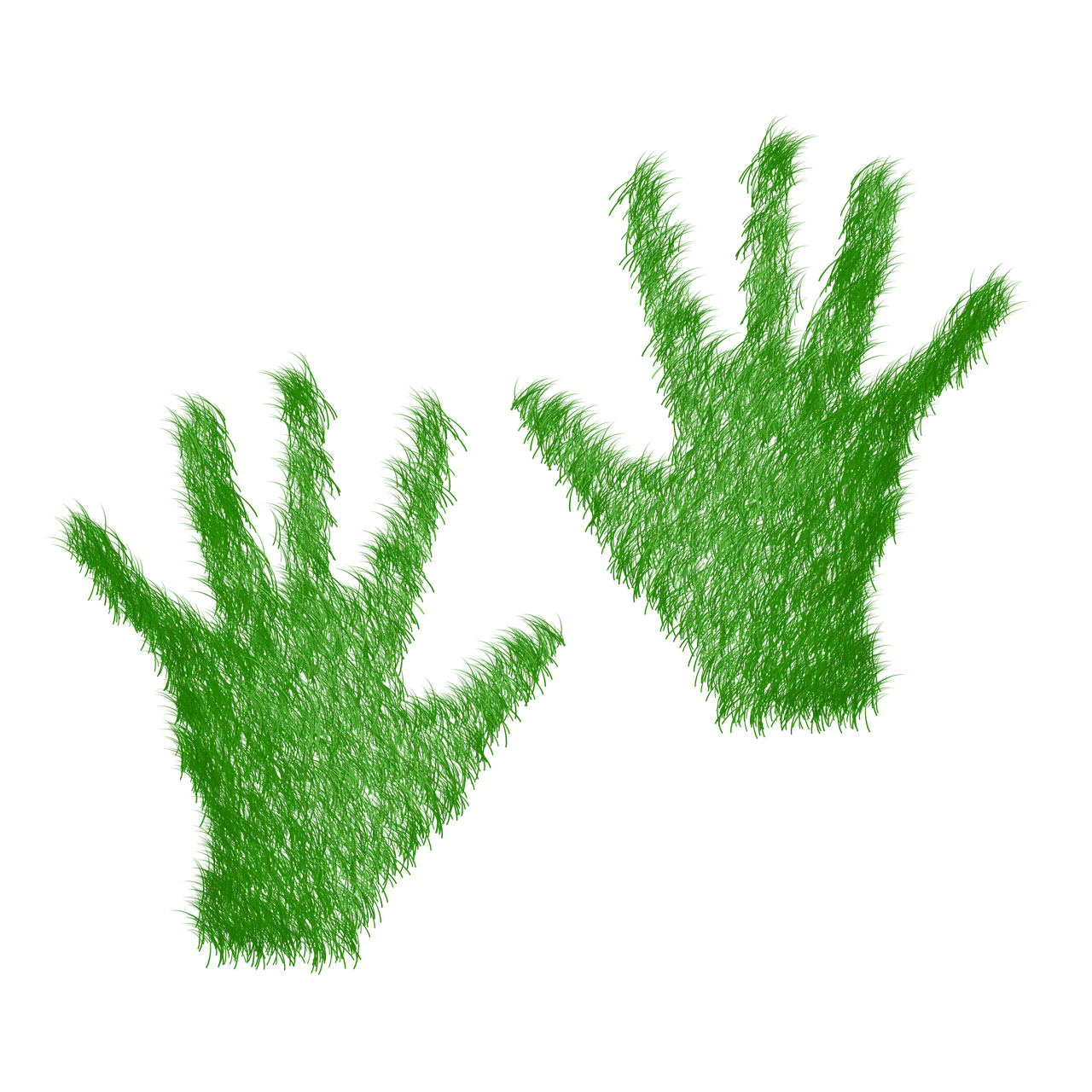 a pair of green hands on a black background, an illustration of, inspired by Chris Friel, conceptual art, furry pelt, realistic grass, hulk costume, cutout