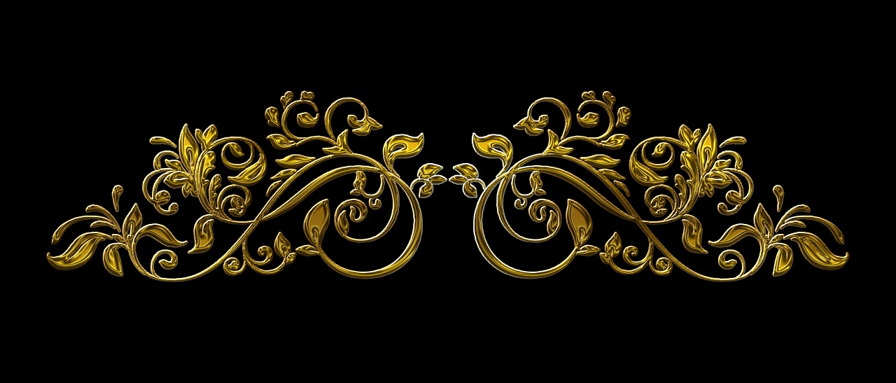 a gold crown on a black background, a digital rendering, by Andrei Kolkoutine, trending on pixabay, art nouveau, wooden art nouveau swirls, gold embroidery, versace pattern