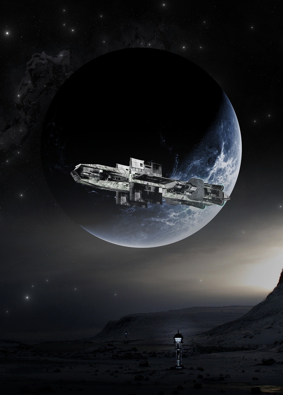 a spaceship that is flying in the sky, a detailed matte painting, space art, battlestar galactica, space station on the moon, ice planet, hd star wars photo