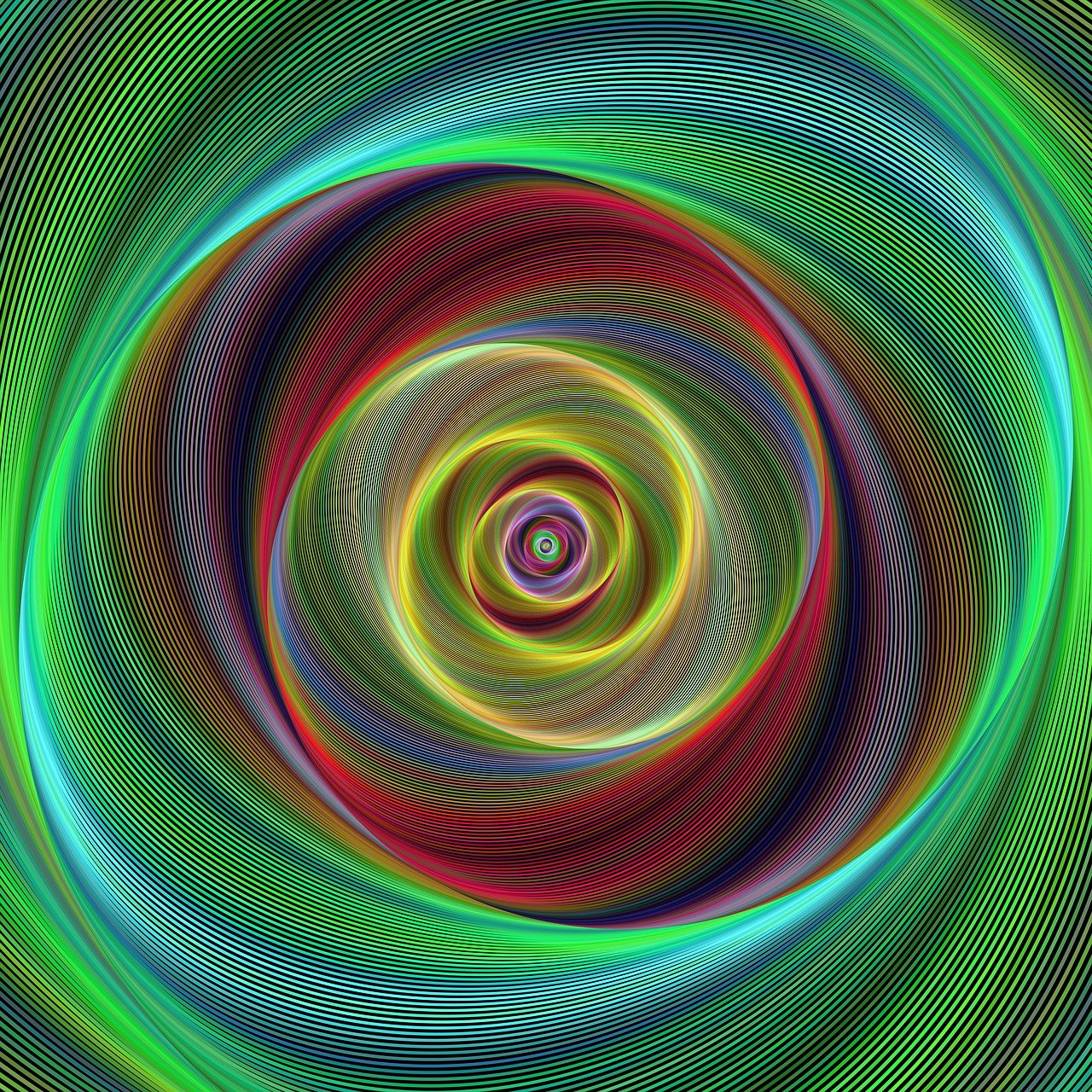 a computer generated image of a colorful spiral, inspired by Lorentz Frölich, generative art, portrait of a mystical giant eye, green and red tones, bottom shot, forcefield